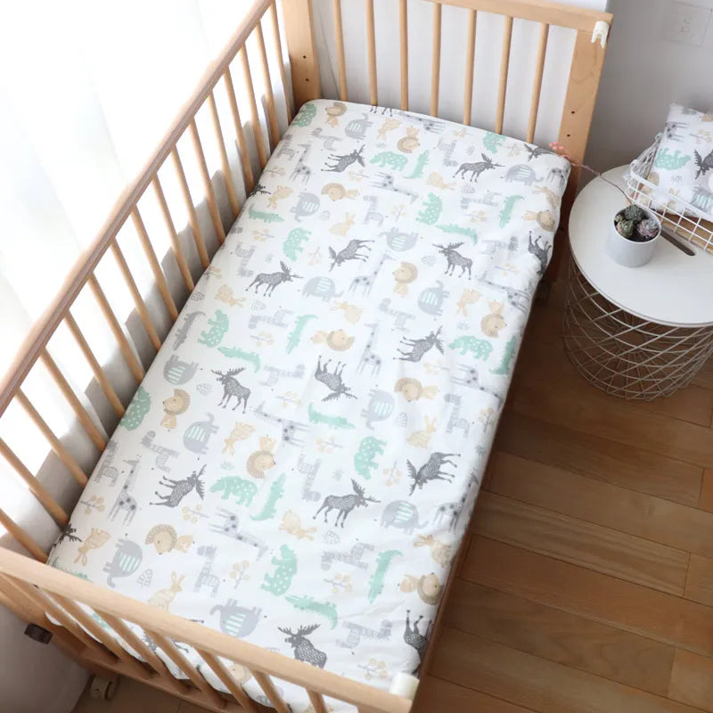 Baby Crib Fitted Sheet Newborns Bed Linen Children Cotton Cot Mattress Cover Protector For Toddler 130x70cm Allow Custom Size