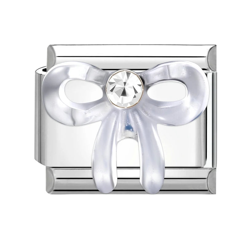 Y2K Butterfly Bow Knot Heart Star Moon Zircon Daisy Cross Italian Charm Links Fit 9mm Stainless Steel Bracelet DIY Making Gifts