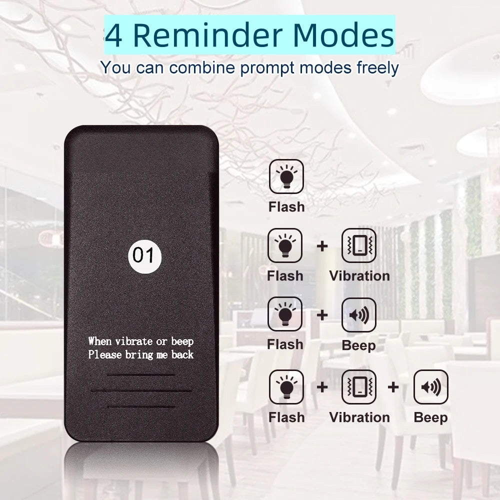Calling System With 16 Pagers Buzzer Light Vibration 4 Modes Keypad Transmitter Guest Paging Coaster For Restaurant Coffee Shop