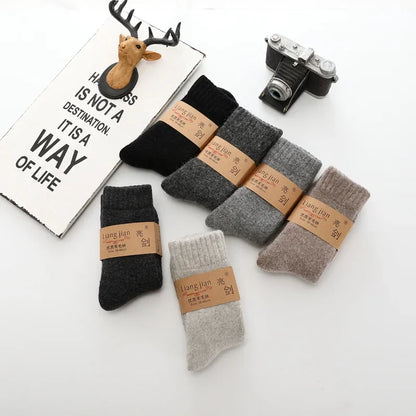 Men Thick Solid Color Socks Merino Wool Warm Winter Snow Thermal Socks Calceta Hombre Skarpety Meskie