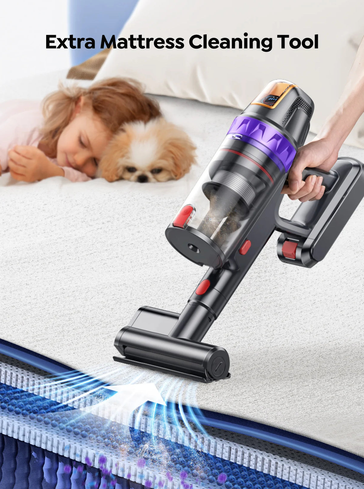 BUTURE VC90 600W 65KPA Suction Power Cordless Vacuum Cleaner Handheld smart Home Appliance Removable Battery Mite Removal Brush