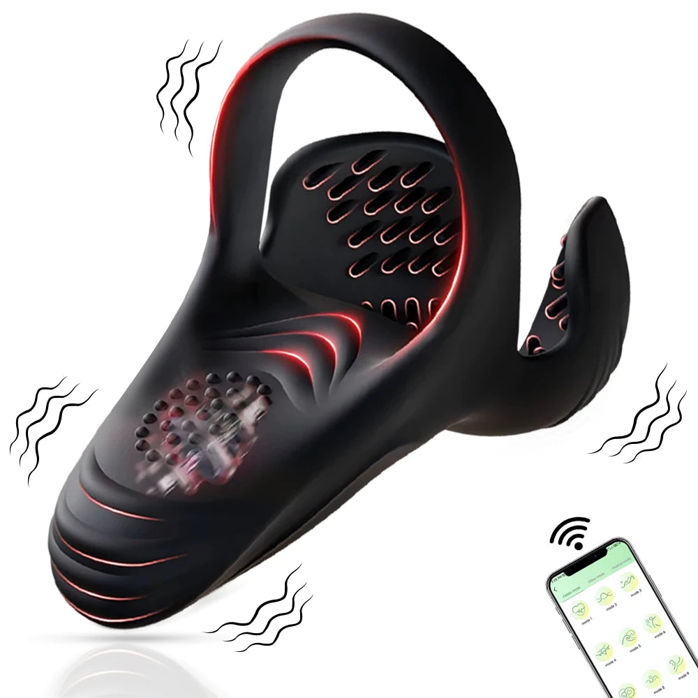 Penis Cock Ring Male Vibrator Perineal  Stimulator 10 Vibrating  Ejaculation Delay 360° Wrapping Testicle Adult Sexy Toy