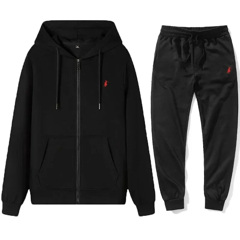 Autumn and Winter 2025 new Men's sportswear set, a fashionable outdoor zipper warm men's casual sweatshirt + pants 2-piece set