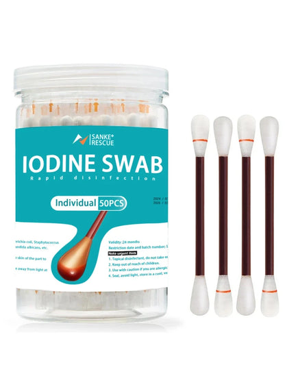 Disposable Iodophor Alcohol Disinfection Cotton Swabs for Disinfect Wounds and Clean Outdoor Survival Emergency Care Supplies