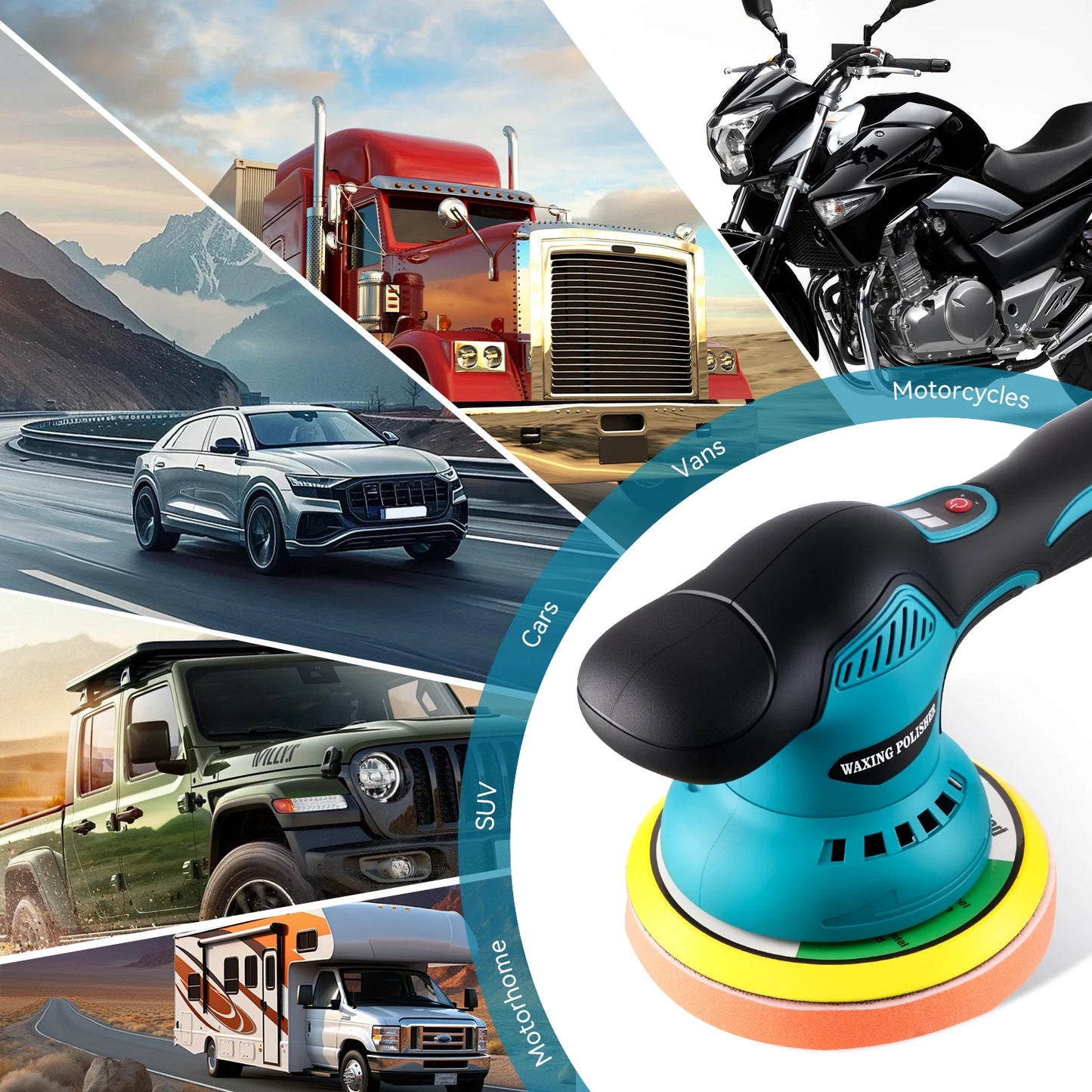 Podofo 21V Cordless Car Waxing Machine Adjustable 8 Speed Auto Polish Waxing Machine Polishing Wax Tool Wax Polisher With Battery & Charger