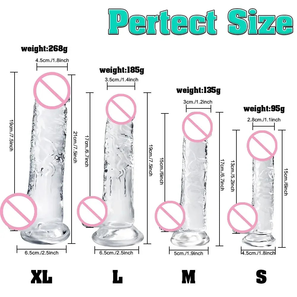 4 Size Transport Silicone Dildo Fake Dick for Women Artificial Penis with Suction Cup Female Masturbation Adult Sex Toy for 18+