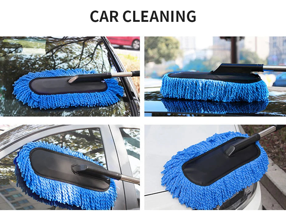 SEAMETAL Car Washing Mop Scalable Handle Dust Remover Wax Brush Microfiber Car Cleaning Kit Soft Hair Duster Brushes Wash Tool