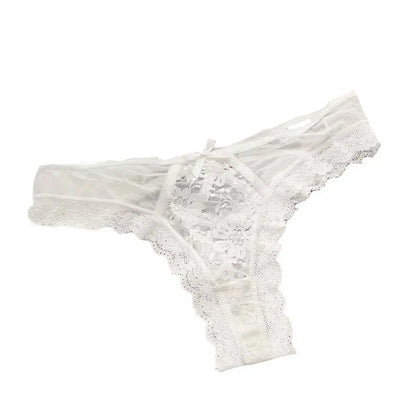 Breathable Patchwork Mesh Floral Bowknot Panties Ruffle Thong Lace Flower Transparent Briefs Low Waist Hollow Out Lady