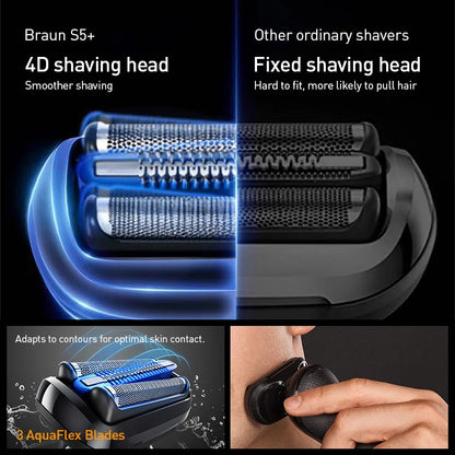 Braun Electric Shaver Series S5 Pro+ Reciprocating Electric Shaver Men Razors Ipx7 Waterproof Beard Trimmer Wet and Dry Dual