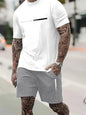 2025 New Men's Summer Round Neck Short Sleeve Suit Outdoor Sports Breathable Comfortable Shorts Suit Letter Print Casual Suit
