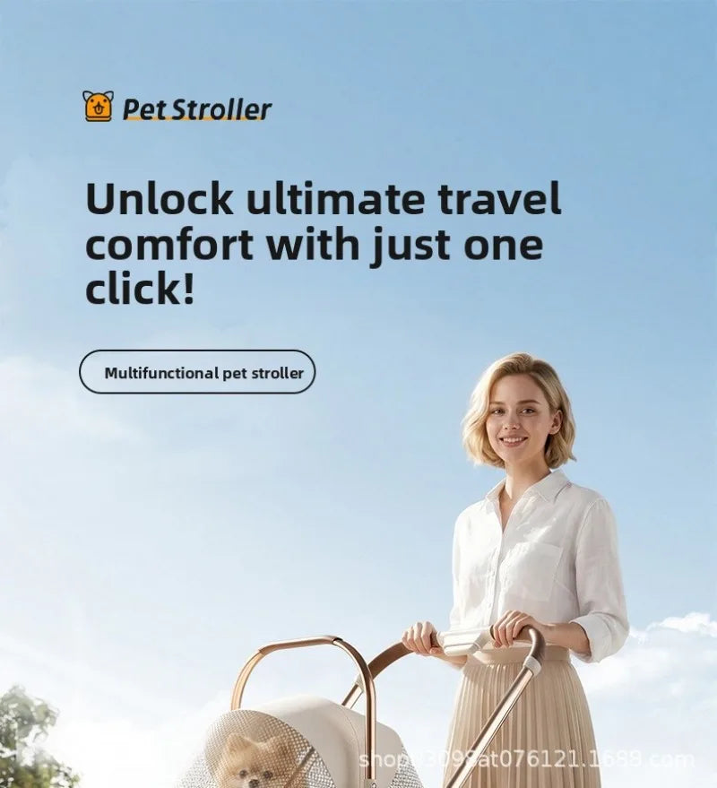 Pet Stroller Lightweight Foldable Portable Detachable Carrier Small Dogs Cats Walking Cart Dog Stroller Pettroller Dog Trolley