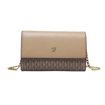 CH Women Crossbody Bag Splicing Letter Print Metal Chain Shoulder Purse PU Leather Flap Small Ladies Evening Clutch Handbag Gift