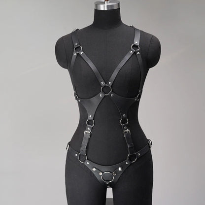 Full Body Leather Harness Daily Outfit Women Body Harness BDSM Lingerie Rave Outfit Bondage Harness Full Body BDSM Lingerie Set