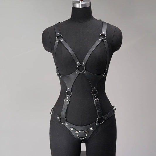 Full Body Leather Harness Daily Outfit Women Body Harness BDSM Lingerie Rave Outfit Bondage Harness Full Body BDSM Lingerie Set