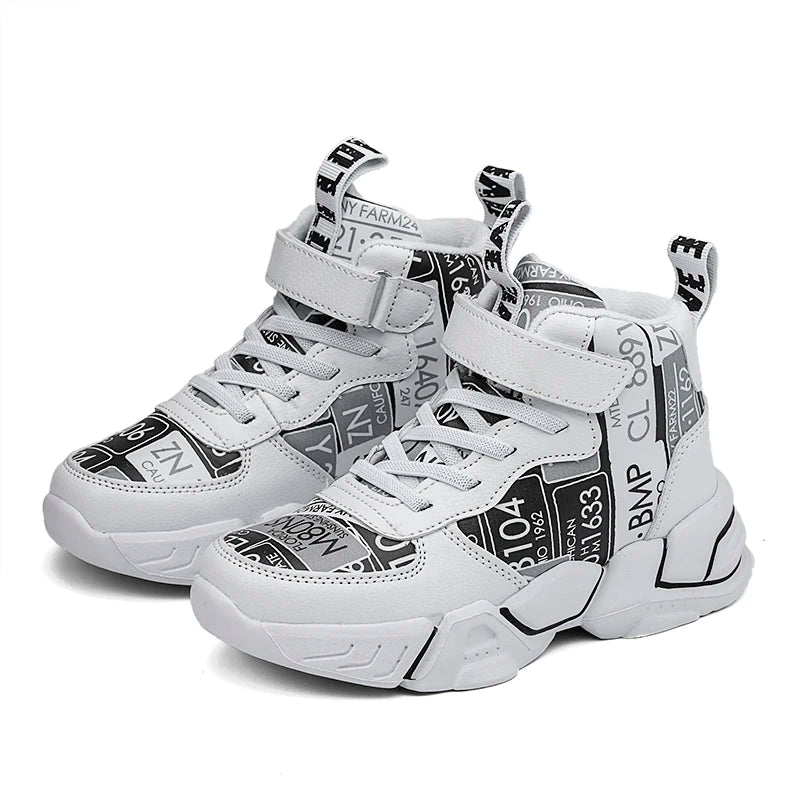 Children Shoes Boy Sneakers Fashion Print Luxury Designer High Top Sneakers Kids Tenis Shoes Boy Sports Casual