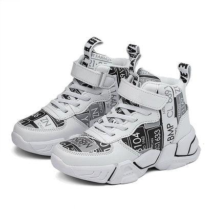 Children Shoes Boy Sneakers Fashion Print Luxury Designer High Top Sneakers Kids Tenis Shoes Boy Sports Casual
