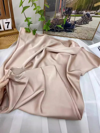 Botvotee Elegant Satin Long Skirt for Women Spring Summer 2025 Office Ladies Korean Style Loose Elastic Band Midi Skirts