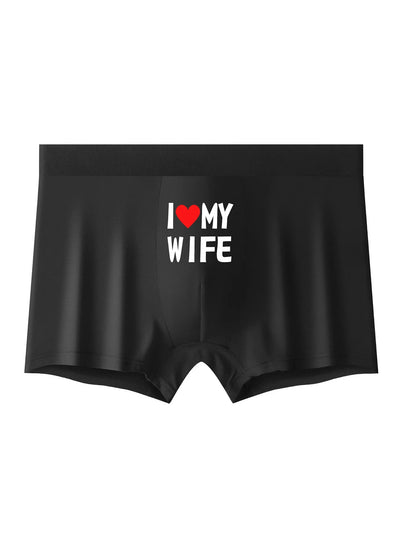 2024 New Style Men Underwear Black Color Men Boxer Fashion Personalized Printing I Love My Wife Soft Breathable Men Underpant