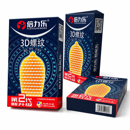 3D Ribbed Condoms 10pcs-50pcs Textured Studded Natural Latex Lubricated Men Extra Stimulation Smooth Silky Wet Sensation Beilile