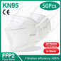 10-200Pcs FFP2 Masks kn95 Mascarillas KN95 Face Mask Filter 5Layers mascarillas quirurgicas homologadas Reusable Black FFP2 Mask