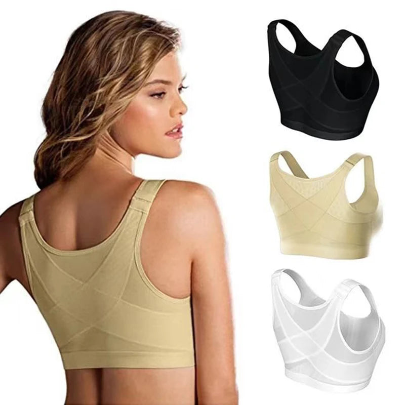 Large Size Front Closure Bra Wire Free Vest Brassiere Intimates Women's Push Up Bralette Underwear Female Unlined Bras Lingerie