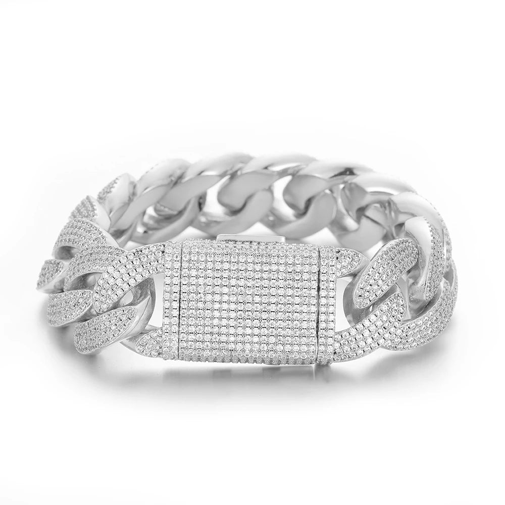 ESKEEM 2/3/4/6Row Full Diamond Bubble Cuban Bracelet 10/13/18/20/22MM CZ Stone Iced Out Hip Hop Jewelry Cuban Bracelet Women Men
