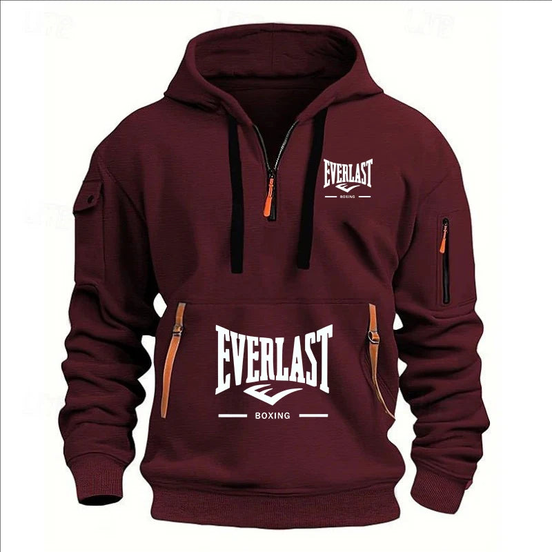 Fashion autumn and winter men's brand clothing multi-zipper design printed hoodie casual sweatshirt loose hooded jumper
