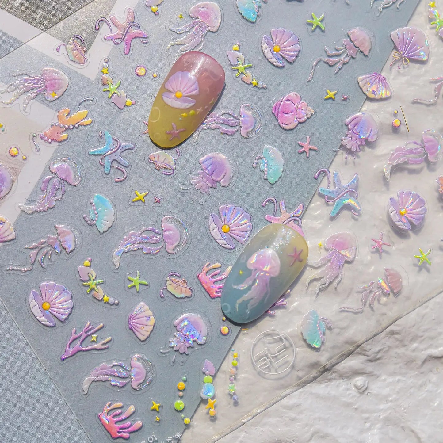 Iridescent Water Bubbles Shiny Stars Colorful 5D Nail Art Stickers Dreamy Water Drop Self Adhesive Decorations Manicure Decals