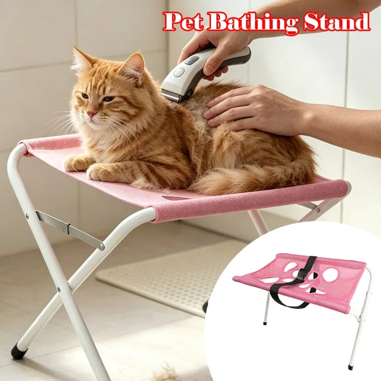 Portable Foldable Pet Grooming Hammock Stand Adjustable Dog Cat Bathing Nail Clipping Drying Mesh Support Rack for Small Pets