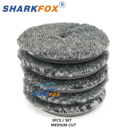 Sharkfox 5/6Inch Wool Car Polishing Pad High Density Lamb Woollen Polish Buffing Pad Wool Polishing Pad for Car Detail Polishing