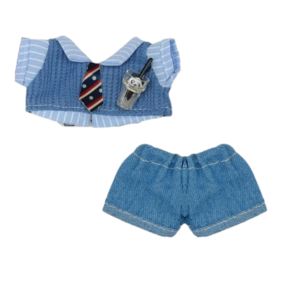 10cm Doll Clothes Blue Brown Changing Dress Game Doll Blouse Pants Suit Photo Prop Playing House Mini Shirt Necktie Pants Toy