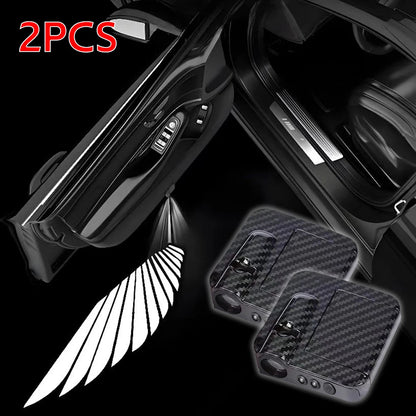 2Pcs Car Angel Wings Wireless Car Door Welcome Decorative Light Courtesy Shadow Projector Lamp LED HD Logo Light Car Accessories