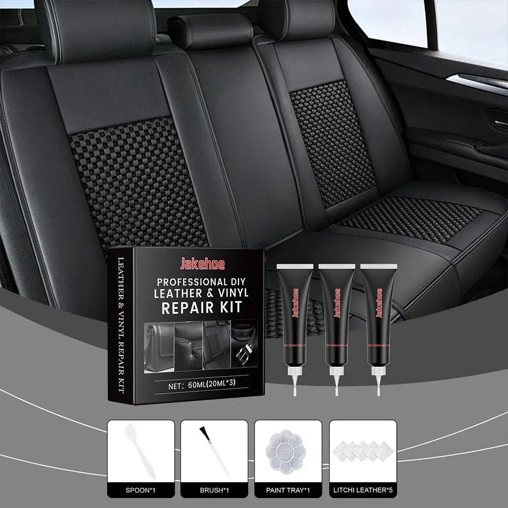 60ml Car Care Kit Liquid Leather Skin Refurbish Repair Tool Auto Seat Sofa Coats Holes Scratch Cracks Restoration Black