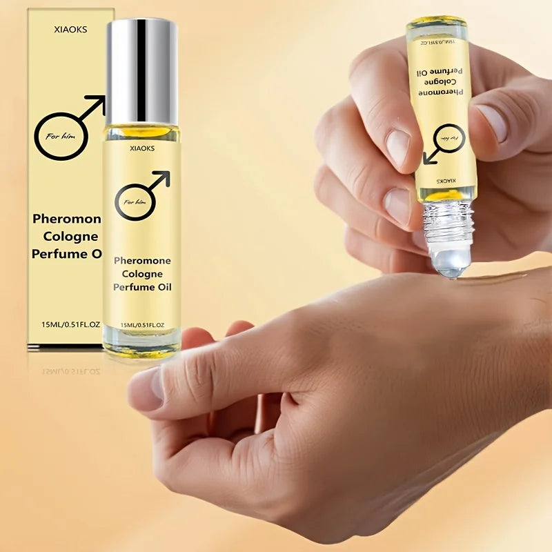 Men's Pheromone Cologne Essential Oil—Men's Cologne with Woody Fragrance, Long-Lasting Scent, Roll-On Design, Lightweight, Portable