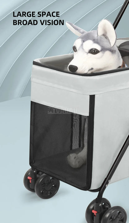 Foldable Outdoor pet travel cart Portable Pet strollers for medium and large dogs cats