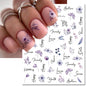 3d Nail Art Decals Elegant White RoyalBlue Roses Flowers Adhesive Sliders Nail Stickers Decoration For Nail Manicure