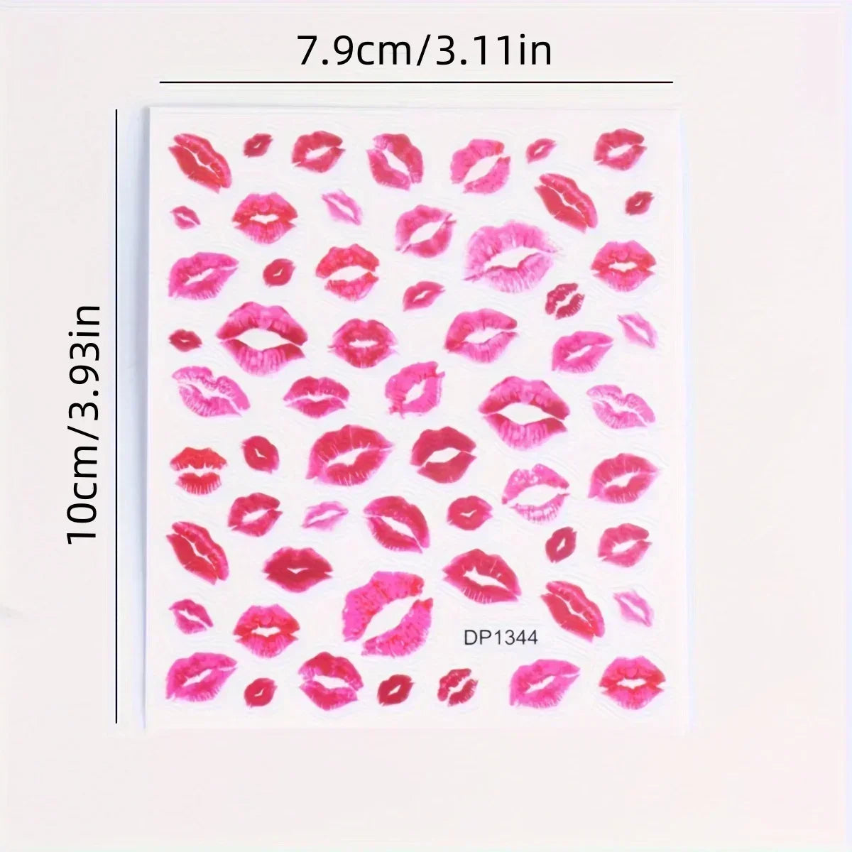 Fantasy Heart & Kiss Print Nail Art Stickers - Self-Adhesive, Matte Finish Decals for Easy DIY Manicures, Single Use