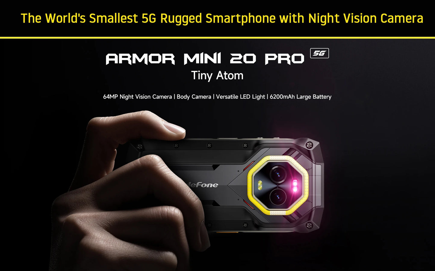 Ulefone 4.7" Rugged Phone Armor Mini 20 Pro 5G Android 14 16+256GB Smartphone LED Light 64MP Night Camera Mobile Phone