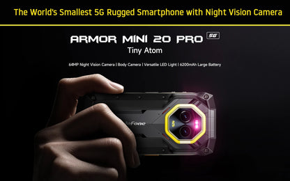 Ulefone 4.7" Rugged Phone Armor Mini 20 Pro 5G Android 14 16+256GB Smartphone LED Light 64MP Night Camera Mobile Phone
