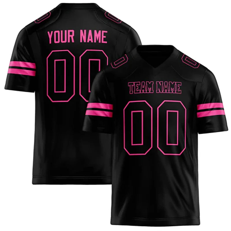 Customized Team Name Number Name Rugby T-shirt Personalized DIY V Neck Black Mens Sports T Shirt Loose Quick Dry Team Uniforms