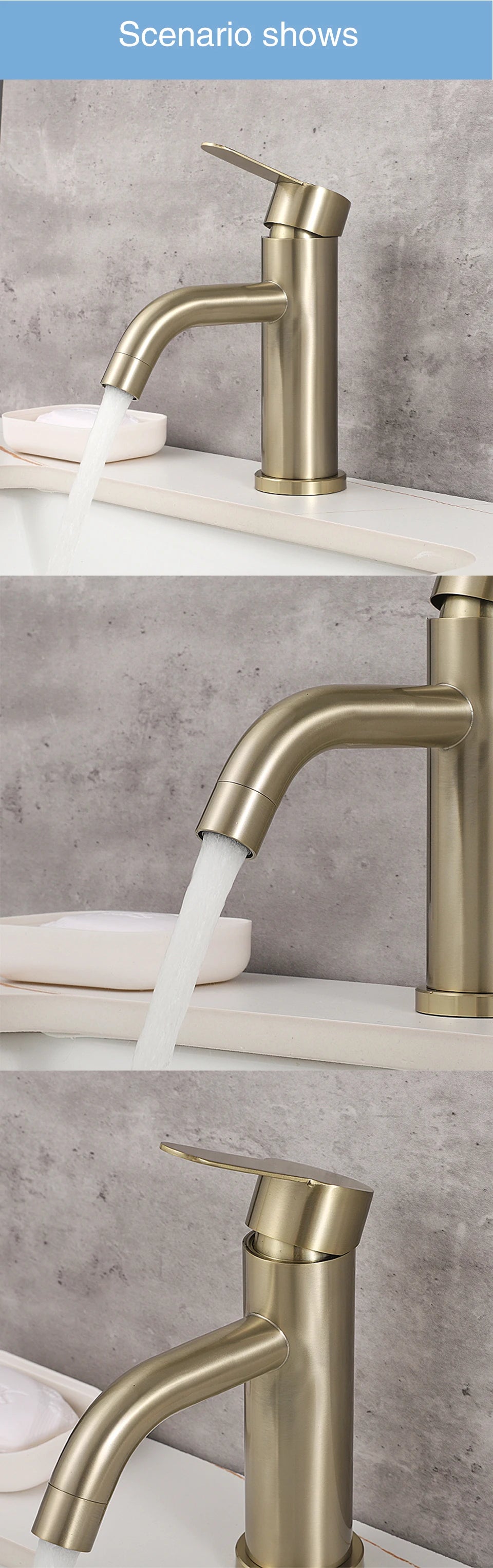 ULA G1/2 Basin Faucet Waterfall Bathroom Sink Faucet Hot Cold Water Mixer Tap Deck Mounted Bathroom Tap Crane Washbasin Tap