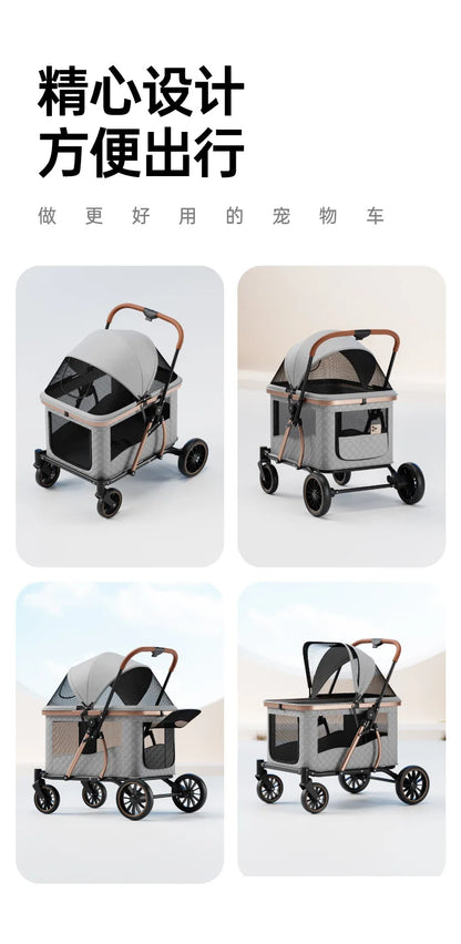 Foldable Large Giant Dog Stroller Lightweight Portable Multi Cat Pet Carrier for Senior Dogs Outdoor Travel