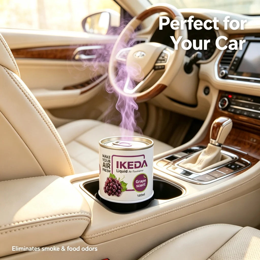 IKEDA 120ml Grape Scent Liquid Air Freshener, Long Lasting Sweet Fruity Fragrance, Odor Eliminator for Car Home Office