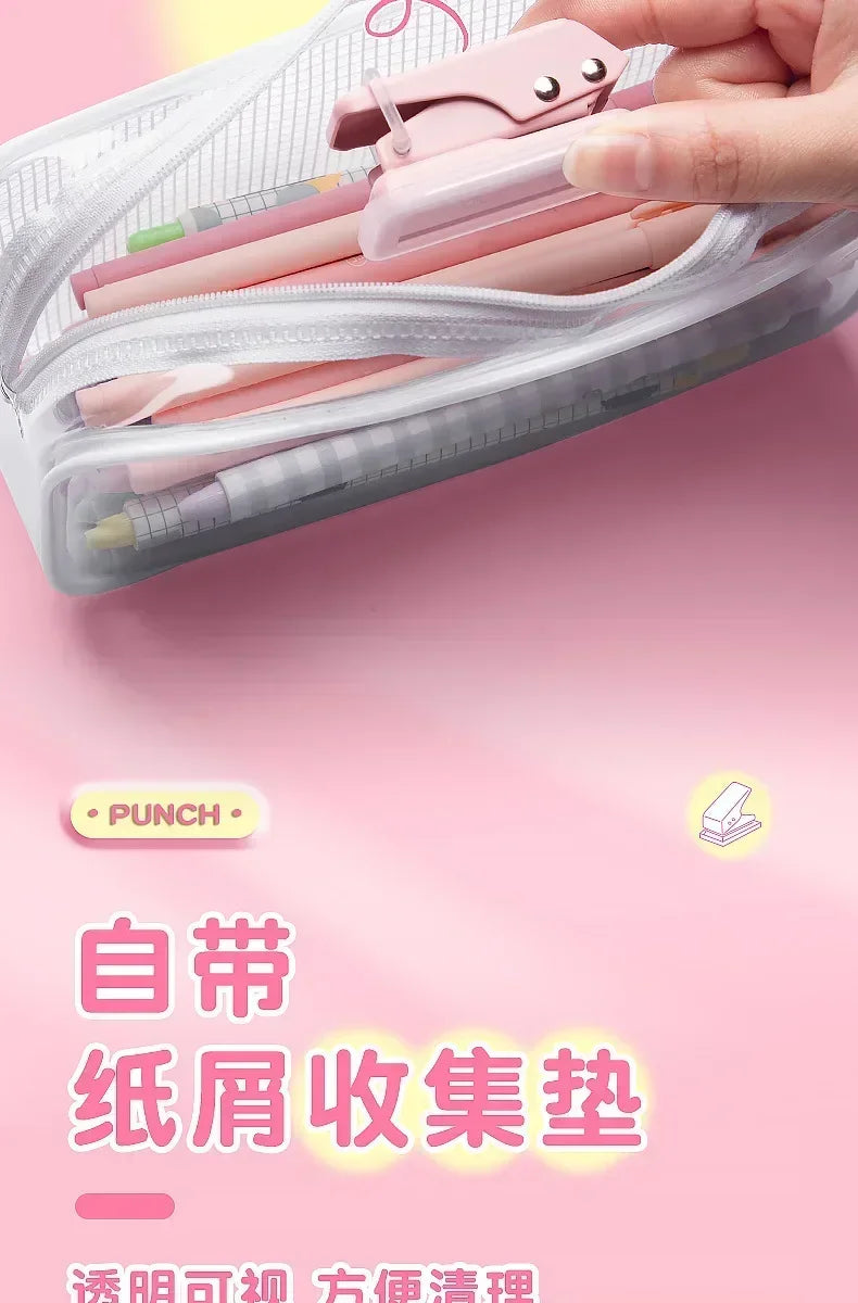 Mini Hole Punch 1 Hole Cute Paper Punch Portable Round Hole Puncher Paper Cutter Kawaii Office School Supplies Stationery Items