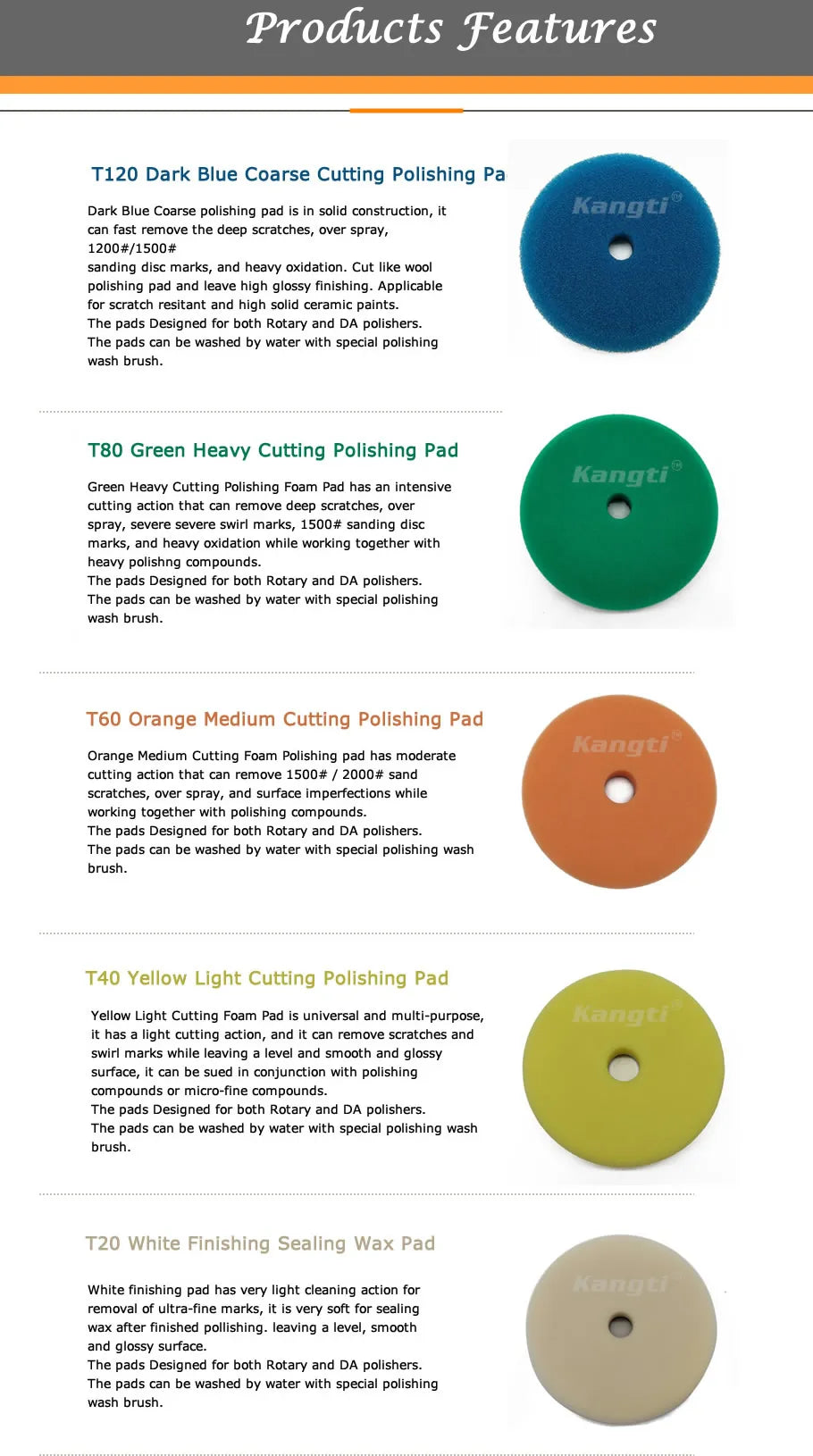 Kangti Car Polishing Pad Kit 3 Inch Self-Adhesive Buffing Wheel Car Detailing Waxing Sponge Pads Auto Care Cleaning Tool