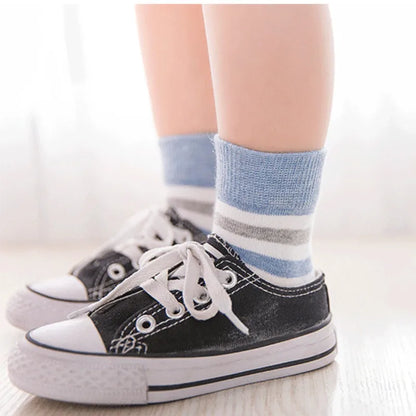 5 Pairs Baby Socks Cotton Spring Autumn Children School Sock Girls Cute Striped Design Newborn Boy Toddler Kids Socks 0-6 Years