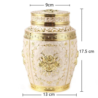 Pet Memorial Keepsake Container for Ashes Tea Canister Coffin Box for Human Ashes Metal Cremation Animal Urn Funeral Home Decor