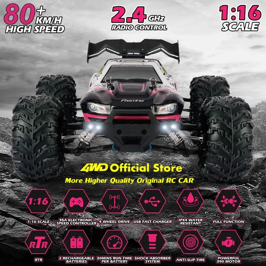 4WD Remote Control Car Off Road 4x4 RC Car High Speed Buggy Truck Super Brushless 50 or 80KM/H Fast Drift Racing Toy Gift