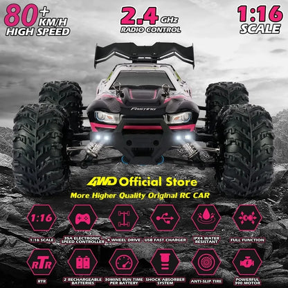 4WD Remote Control Car Off Road 4x4 RC Car High Speed Buggy Truck Super Brushless 50 or 80KM/H Fast Drift Racing Toy Gift