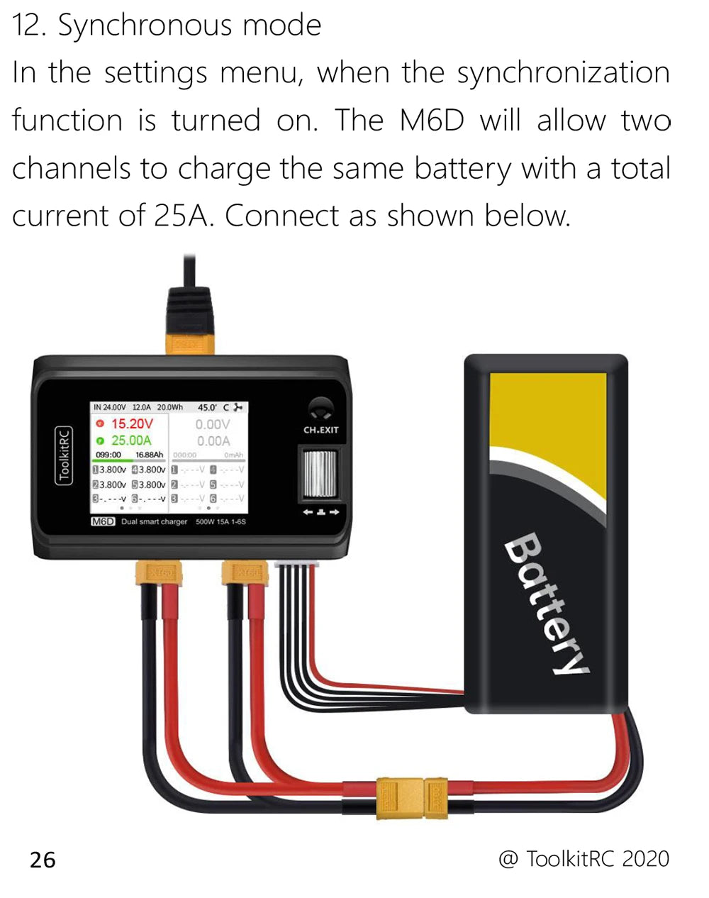 ToolkitRC M6D V3 Charger Black DC 500W Intelligent Dual Channel 1S 2S 3S 4S 5S 6S Toy Model Car Lithium Battery Fast Charging